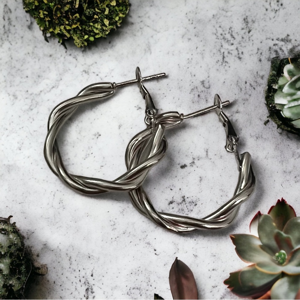 Women’s Silver Tone Medium Wrap Hoop Earrings